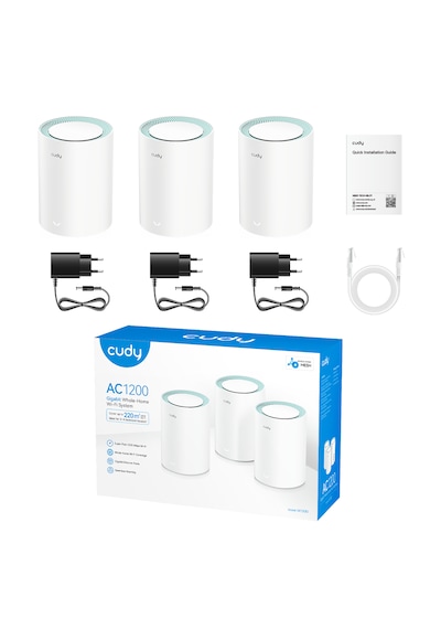 Cudy M1300 5/2.4ghz 867/300mbps,pptp/l2tp/openvpn/wireguard/ıpsecvpn,4dahili Anten,wi-fi Mesh Router 3 Adet