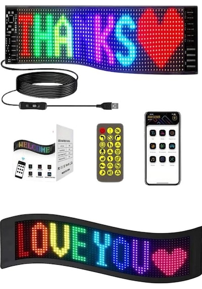 Matrix Led Cama Yapışan Telefon Kontrollü Panel Dijital Ekran Kumandalı Çok Renkli