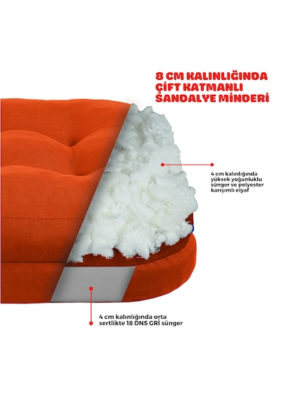 Xpermate Çift Kat Sandalye Minderi 42x42x8 Kiremit