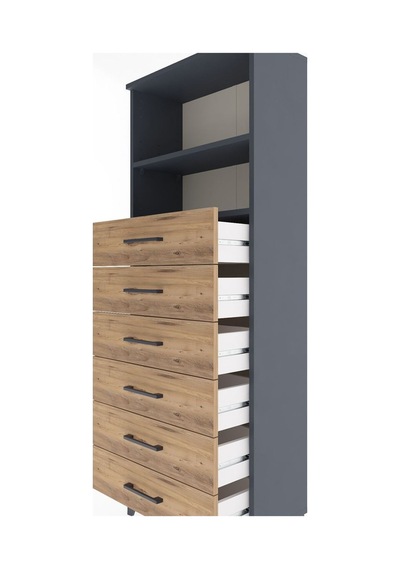 Arges Dolap 2 Raflı 6 Çekmeceli 60x30x163 Antrasit-çam Antrasit