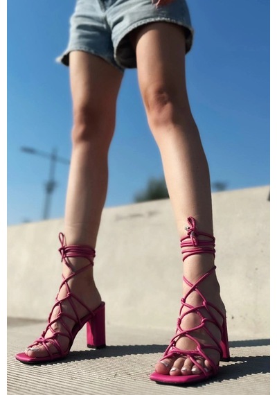 Moopi Moopimoda 9cm Topuklu Sandalet Fuşya Renk Seçenekli