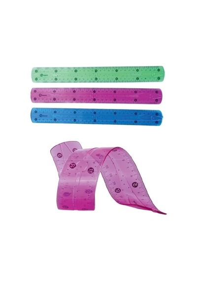 Esnek Cetvel Kırılmaz Cetvel 30 Cm Karışık Renkler Pembe Genel