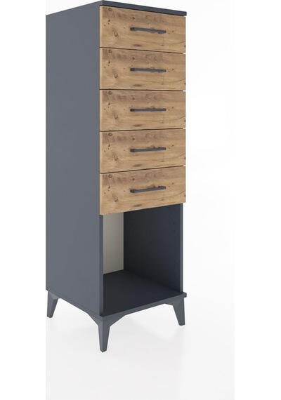 Hyperion Dolap 5 Çekmeceli 44x44x134 Antrasit-çam Antrasit
