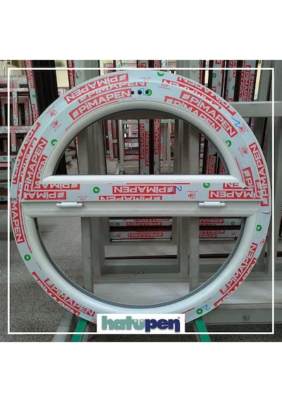 70 Cm Çapında Yarım Kanatlı Yuvarlak Pimapen Pencere Beyaz-Tek Camlı