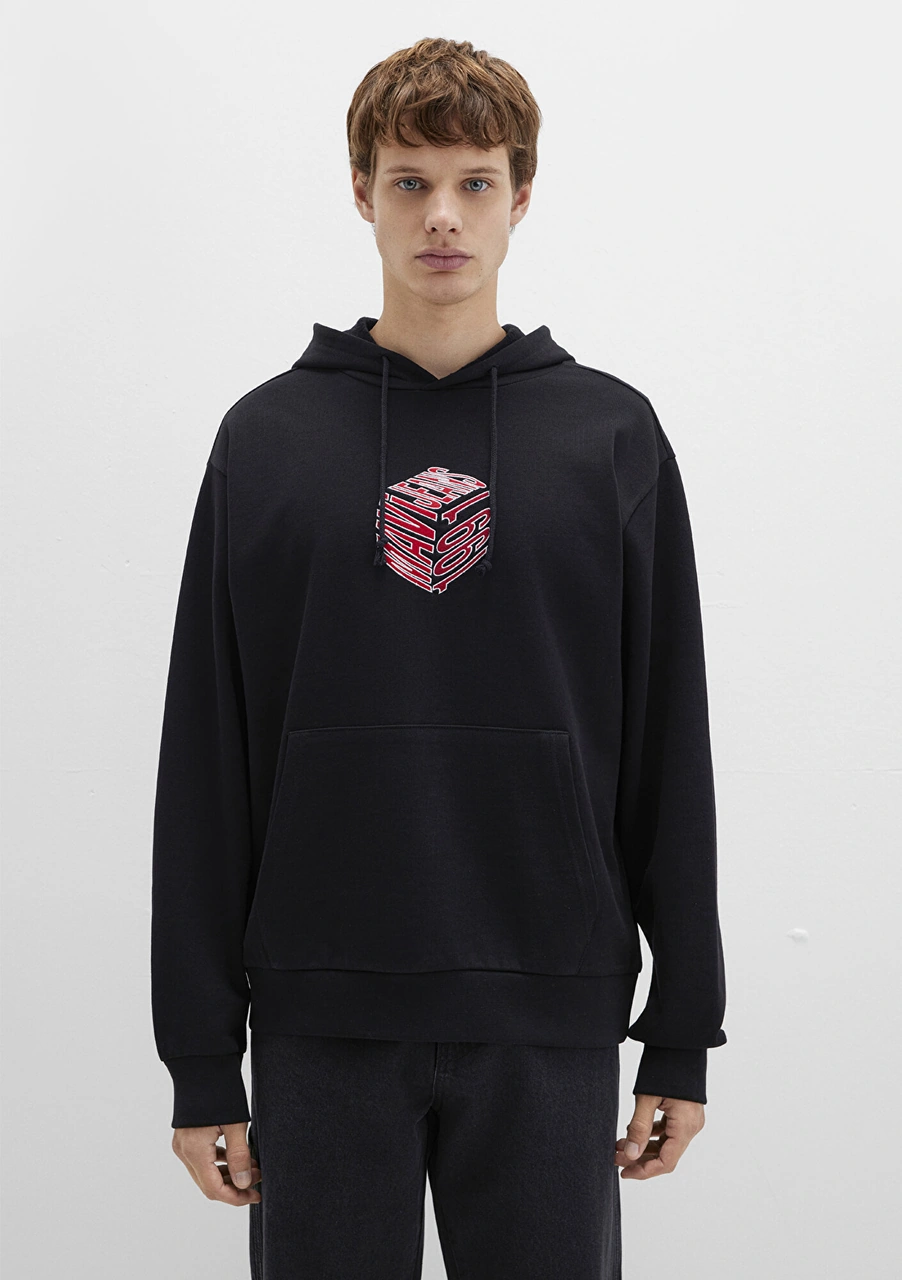 Mavi - Mavi Baskılı Kapüşonlu Siyah Sweatshirt 0s10397-900 Siyah