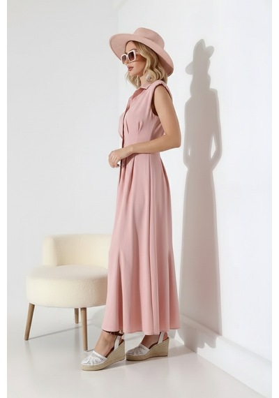 Defymoda Kadın Balık Kesiminin Asaletini Taşıyan Elbise Pembe