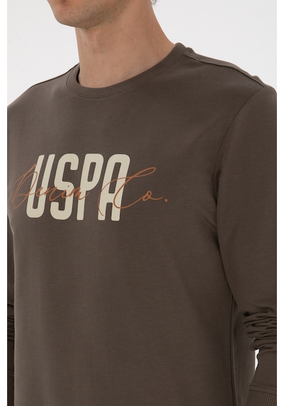 U.S. Polo Assn. Erkek Regular Fit Bisiklet Yaka Vizon İnce Sweatshirt 50315570-VR052