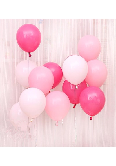 30 Adet Metalik Sedefli Fuşya-Şeker Pembe-Beyaz Karışık Balon