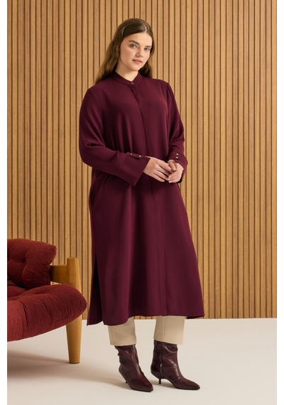 Aker Dokuma Uzun Tunik Bordo Bordo