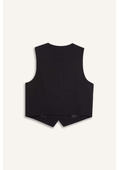 DeFacto 	V Yaka Keten Karışımlı Blazer Yelek E6209AX25SPBK81 Siyah