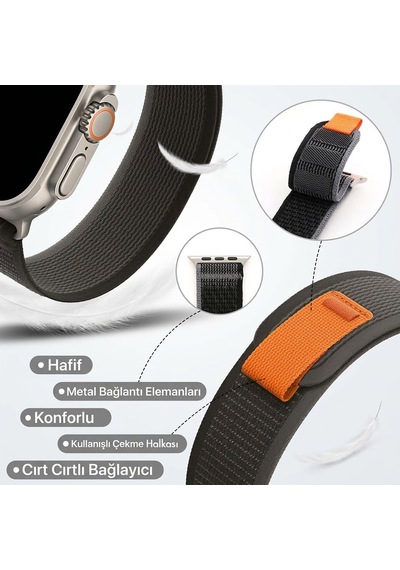 Caseonn Apple Watch Uyumlu Se 44mm Kordon Arazi Tipi Patika Kumaş Kayış Bej