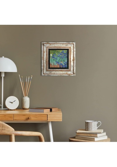 Lexroo Van Gogh İrisler Taş Duvar Tablosu - Çerçeveli Taş Tablo - Dekoratif Duvar Sanatı