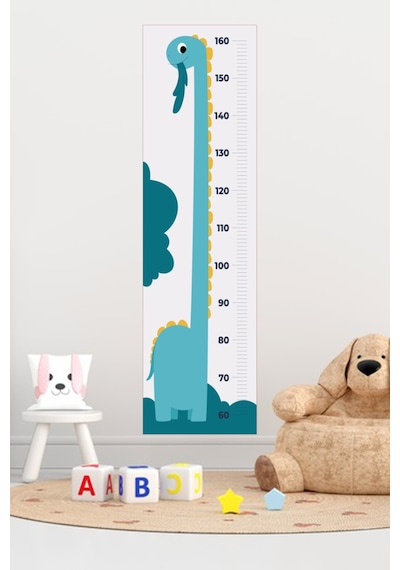Sevimli Dinazor Boy Ölçer Duvar Sticker 110x30 Cm