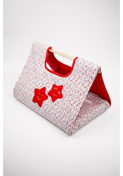 Fabric Craft Bag Borcam Taşıma Çantası Elyaf Dolgulu Yemek Taşıma Çantası Piknik Ve Fırın Kabı Kırmızı - Beyaz