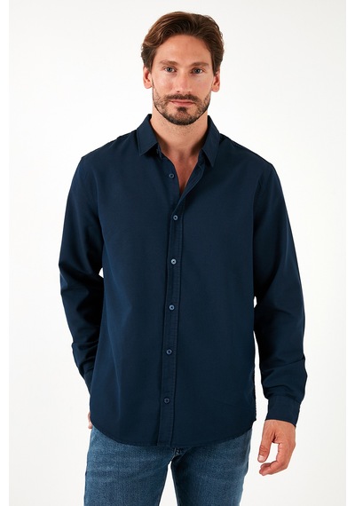 Buratti Streç Pamuklu Regular Fit Erkek Gömlek Cf25W128861 Indigo
