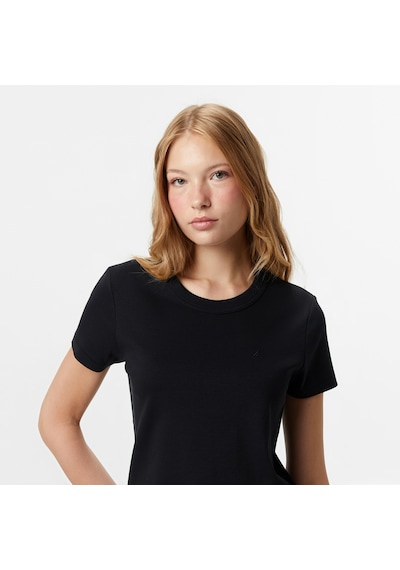 Nautica Kadın Siyah Classic Fit T-shirt Düz 57v700t Siyah
