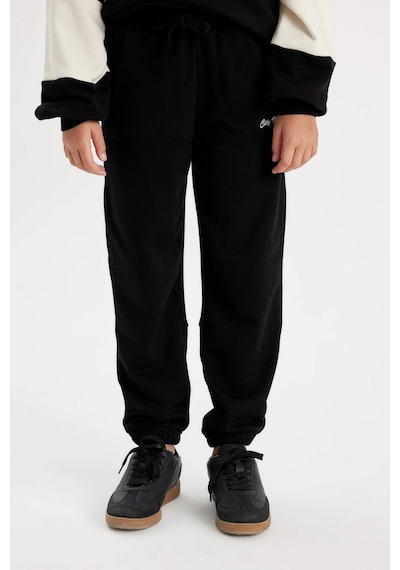 DeFacto Kız Çocuk Baskılı Beli Paçası Lastikli Cepli Siyah Jogger Eşofman Altı D0732A824AUBK81 Siyah
