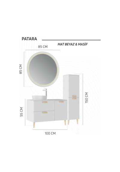 Creavit Patara Lavabo Dolabı 100cm Mat Beyaz Mat Beyaz Creavit Patara Lavabo Dolabı 100cm Mat Beyaz Mat Beyaz