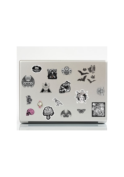 42'li Gothic Witcher Grunge Fairygrunge Sticker Seti - Etiket Seti Scrapbook Bullet Journal Siyah