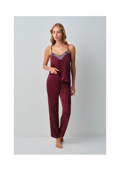 Suwen Harper Atlet Pantolon Pijama Takımı Wsh10510300020 Bordo