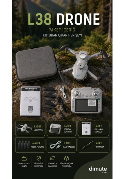 L38 Drone 4k Hd Kameralı Fırçasız Motorlu Akıllı Sensörlü 500-700 M Menzil