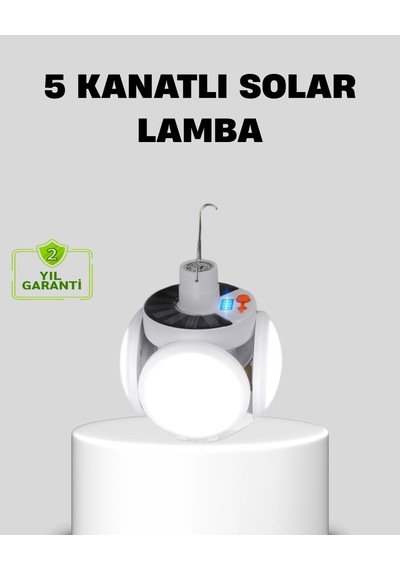 Zenvia Solar Güneş Enerjili Ve Usb Şarjlı 5 Kanatlı Led Kamp Lambası Znv2026 Çok Renkli