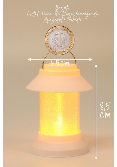 Led Mum Sokak Lambası Tip Kulplu Dumansız Pilli Alevli Dekoratif Yapay Mum Işıldak Beyaz 1036-9