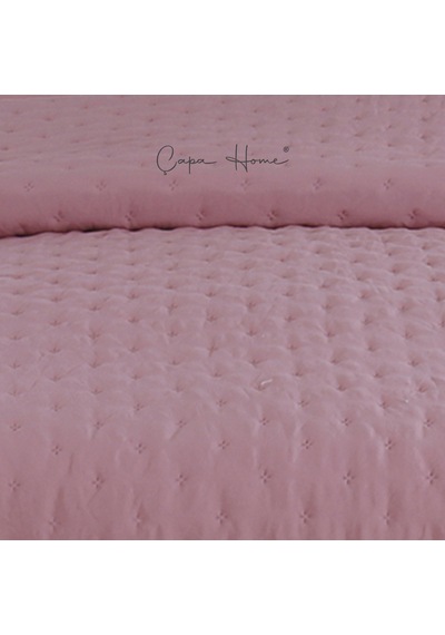 River Rose Pliseli Ultrasonic Yatak Örtüsü Açık Pembe