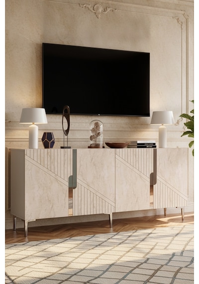Ka1828bts Evva Konsol Ve Tv Sehpası Beyaz-traverten-sılver 180cm Beyaz - Traverten - Gümüş Ka1828bts Evva Konsol Ve Tv Sehpası Beyaz-traverten-sılver 180cm Beyaz - Traverten - Gümüş