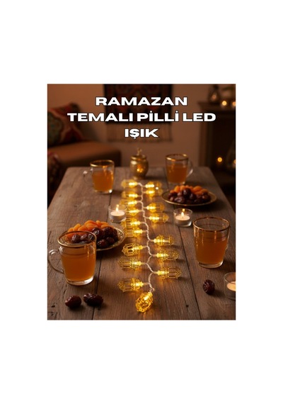 Ramazan Işıkları Pilli Altın Fener Tasarımlı Dekoratif Led Aydınlatma - Hpsbyı1765-2872 Renkli