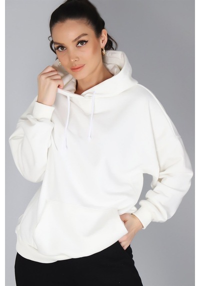 Sweetness Kadın Beyaz Kapüşonlu Sweatshirt Beyaz