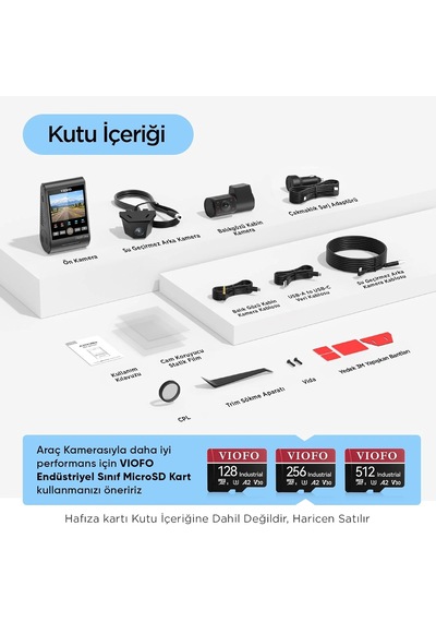 A229 Ultra-w 3 Kameralı Ön+arka Su Geçirmez+iç 4k+4k+1080p Hdr Sony Starvıs 2 Sensörlü Gps'li Araç Kamerası