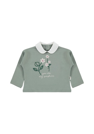 Civil Baby Çiçek Baskılı 6-18 Ay Sweatshirt - Yeşil Çağla Yeşili