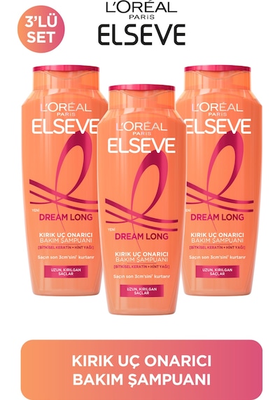 ELSEVE 3'lü L'Oreal Paris Elseve Dream Long Kırık Uç Onarıcı Bakım Şampuanı 400 ml