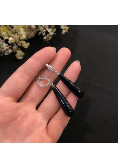 Stela Gümüş  Damla Onix Küpe