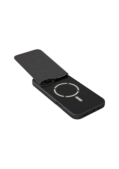 Apple Uyumlu iPhone 16 Kılıf Magsafeli Raptic Slim Wallet Serisi Deri Görünüm Kartlıklı Standlı Kapak Siyah
