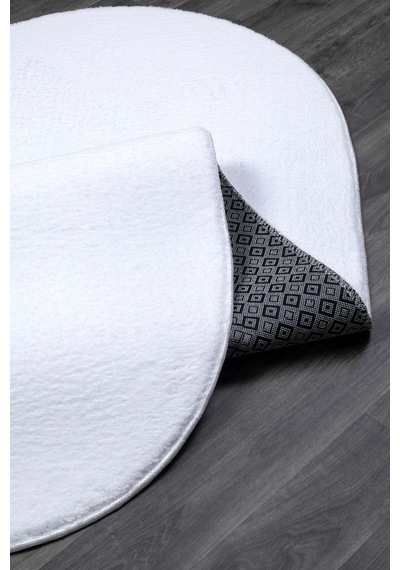 Vl Oval Comfort Overloklu Beyaz Peluş Halı Beyaz Oval Overlok