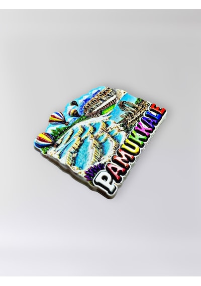 Pamukkale Polyester Kabartmalı Magnet 7x5,5 Cm Şehir Magneti Dekoratif Hediyelik Buzdolabı Süsü Kod:1856