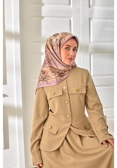 Silk Home Twill İpek Eşarp 11482-12 Pudra, Vizon, Sütlü Kahve, Pudra Vizon, Bej