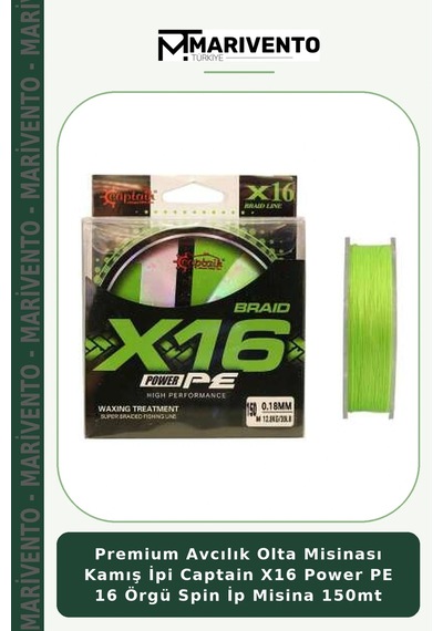 Premium Avcılık Olta Misinası Kamış İpi Captain X16 Power Pe 16 Örgü Spin İp Misina 150mt 0.22 Mm