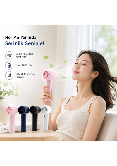 Mini El Fanı - Ayarlanabilir Hız - Dijital Gösterge - 5w - Karışı