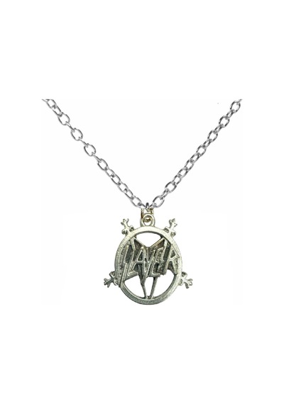 Slayer Pentagram Figürlü Metal Kolye 60 Cm Zincirli Heavy Metal Takı Çok renkli