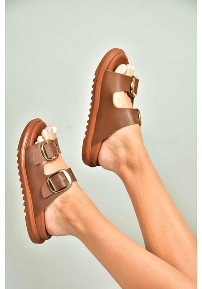 Fox Shoes U725042109 Taba Kadın Terlik Taba-suni Deri