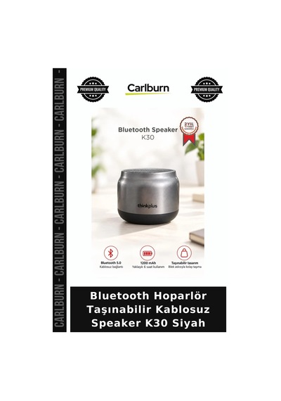 Bluetooth Hoparlör Taşınabilir Kablosuz Speaker K30 Siyah Müzik Ses Cihazı Küçük Boyut