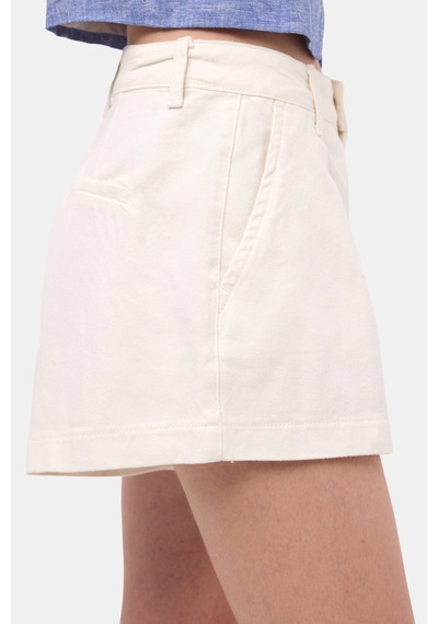 Itsbasic Kadın Kırık Beyaz Renk 7s6-101 Mini Boy Pileli %100 Koton Denim Şort
