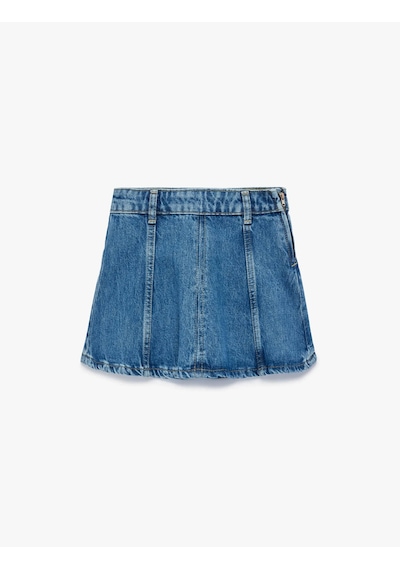Koton Pamuklu A Kesim Denim İndigo Kız Çocuk Etek 6skg70007ad İndigo