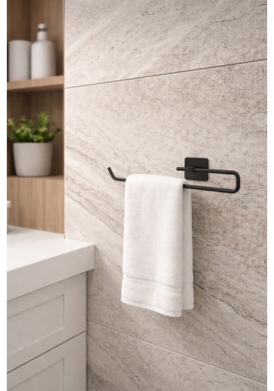 Yapışkanlı Havlu Askılığı, Duvar Tipi Ruloluk Vida Gerektirmeyen Yapışkanlı Havluluk Siyah Diğer