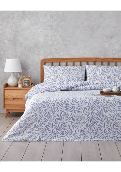 English Home Leaf Dream Kolay Ütülenir Tek Kişilik Nevresim Takımı 160x220 Cm Mavi