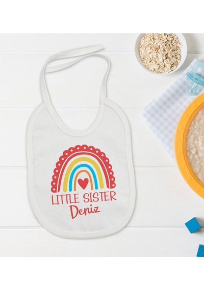 BK Kids Kişiye Özel Little Sister Tasarımlı Bebek Mama Önlüğü - M