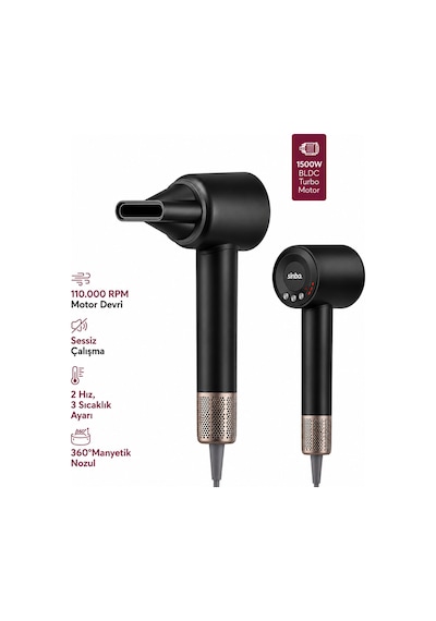 Bezos Saç Kurutma Ve Şekillendirme Makinesi 1500w Bldc Turbo Gri 22